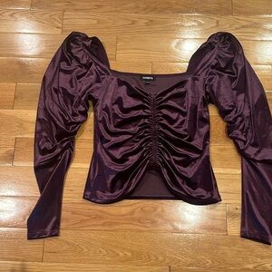 Express Purple Velvet‎ Crop Top
